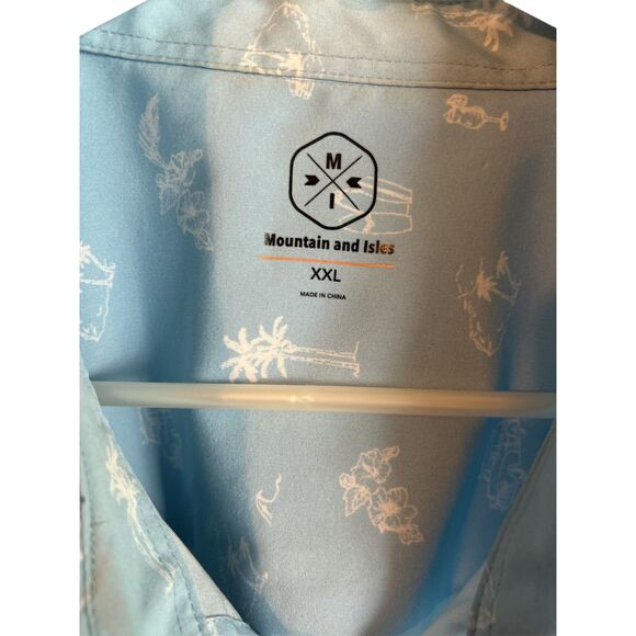 Mountain and Isles Men's Light Blue Short Sleeve Collared Shirt ~ Men's Size XXL - Picture 4 of 8